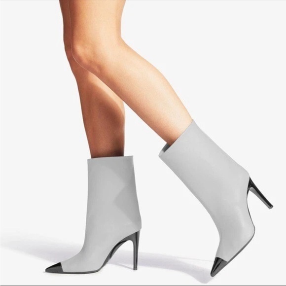 JIMMY CHOO Cierra 100 Marl Grey Luxe Nappa Leather Boots